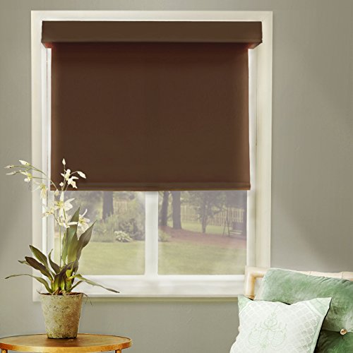 Chicology Free-Stop Cordless Roller Shades / Blind Curtain Drape, No Tug, Thermal, Room Darkening - Mountain Chocolate, 33