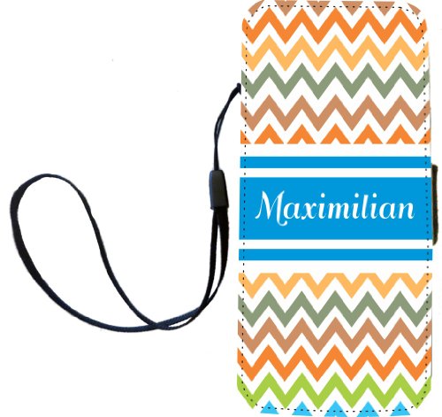 Rikki Knight "Maximilian" Blue Chevron Name Flip Wallet iPhoneCase with Magneti…