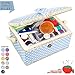 Large Sewing Basket with Accessories Sewing Kit Storage and Organizer with Complete Sewing Tools - Wooden Sewing Box** with Removable Tray and Tomato Pincushion for Sewing Mending - Blue