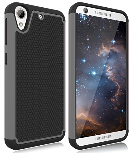 HTC Desire 626s Case, HTC Desire 626 Case, Zectoo Hybrid Dual Layer Slim Shockproof Armor Defender Protective Case Cover for HTC Desire 626 / 626s - Grey