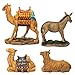 Three Kings Gifts Camels, Donkey & Ox, Polystone Flat Bottom Base for Stability, Home Decorating Christmas Nativity Scene Sets & Figures, 4-Pieces, for The 7 inch Scale Collection