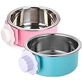 QIYADIN Stainless Steel Removable Pet Food Bowl, Anti-overturn Water Feeder Container, Suitable for Small Dog/Cat/Rabbit, 2 Set of Crate Bowls, Easy to Install and Clean