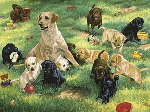 5D Artist Painting Kit - DIY Cross Stitch Kit (Size: 40 x 50 cm) Great Designs, Diamond Embroidery Kit for Art & Craft, Living Room Wall Decor, Home Decor (Labrador Puppies)