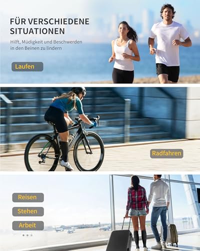 CAMBIVO Compression Stockings for Men and Women, 2 Pairs, Compression Socks, Support Stockings for Running, Sports, Flights, Travel, Cycling