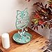 NIKKY HOME Earring Holder Stand Hanging Organizer Metal Jewelry Tree Cute Owl Ear Stud Holder Table Top Tower Rack with Ring Tray for Women Girls (134 Holes), Teal