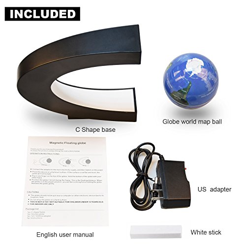 image for Floating Globe, Gopush Multi-Color Changing C Shape Magnetic Levitatio