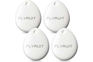 FLYRUIT Tracker Tags 4-Pack for Apple Find My (iOS Only), Official MFi Certified, Smart Bluetooth Key Finder, Tracking Device for iPhone, Mini Finder Locator for Luggage, Backpack, Wallet, Bags, eBike