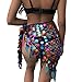 Wuchieal Women's Belly Dancing Belt Colorful Waist Chain Belly Dance Hip Scarf Belt (Black with colorful Beads, One Size)