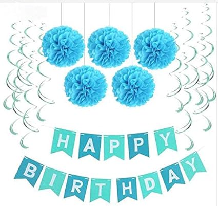 Amazon Com Sopeace Birthday Party Pack Blue Happy Birthday
