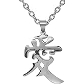 Wchama Love Kanji Necklace for Men Women Japanese Stainless Steel Gaara Pendant Chain Necklaces (Love A)