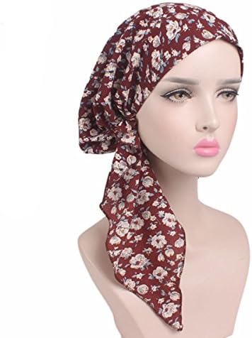 Chemotherapy cap - Women's Long Tail Turban Cancer Chemo Hat Turban Head Wrap Cap(Flower)