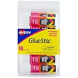 Avery Glue Stick White, Washable, Nontoxic, 0.26 oz. Permanent Glue Stic, 18pk (98001)