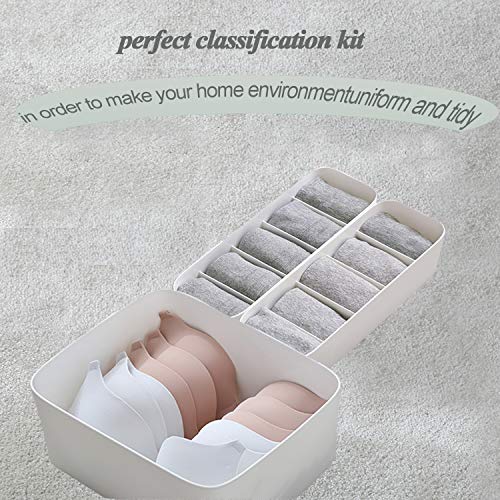 ZSZMFH Plastic Closet Underwear Organizer, Drawer Divider for Bras, Panties, Sock, Ties, Set of 3, White