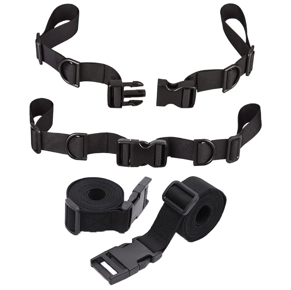 Rifrpha 2 PCS Adjustable Backpack Sternum Strap with Buckle 2 PCS Luggage Suitcase Straps Black Nylon Webbing Strap Sternum Straps for School Bags, Hiking Bags, Luggage, Duffel Bags, Fasteners