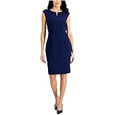 Kasper Womens Sleeveless Sheath Dress with Notch Neckline