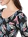 Allegra K Women's Scoop Neck Feather Pattern Puff Sleeves Peplum Top L Black