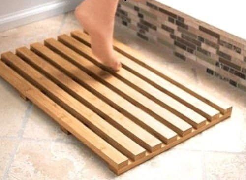 Modern Natural Wood Rectangular Duckboard Bathroom Toilet Shower Non Slip Wooden by onlinemania