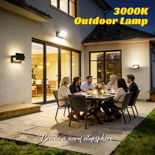ledmo 60W Outdoor / Indoor Wall Light 360° Adjustable Outdoor Lamps Outdoor Wall Light for Terrace Corridor Gardens, Black, 126 LEDs, 5000 Lumens, Warm White 3000K, IP65