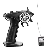 havcybin 2.4ghz RC Controller 4CH RC Remote and Receiver Digital Radio Transmitter for 18 110 116 132 RC Car Boat Tank Crawler GA-4H-TX (Transmitter and Receiver Set), Black