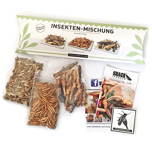 Essbare Insekten Mischung von 'SNACK insects' - 25g Insekten zum Essen - Grillen, Heuschecken & Mehlwürmer