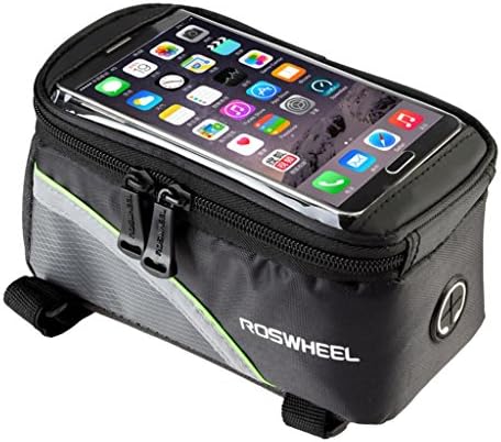 GD2016 Bicycle Tube Frame Cycling Pannier Front Seat Carrier Bag Bike Strap Attachment Mount Mobile Phone Screen Touch Holder Size S M L (Black, M)