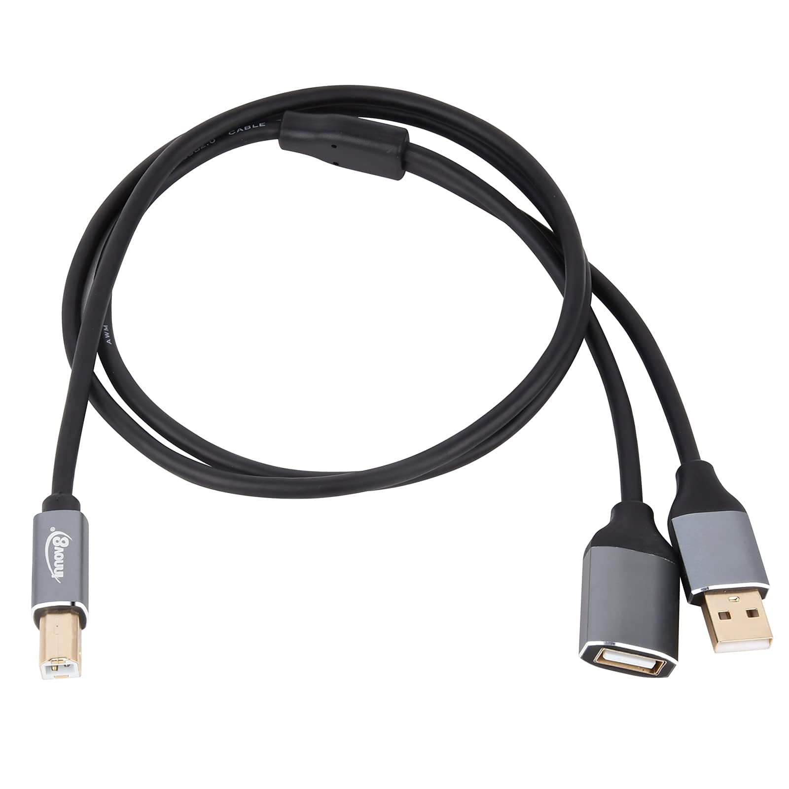 INNOV8 USB-B 2.0 Male to USB-A Male & Female Splitter Printer Cable - Allowing you to connect two computers to a single printer 1m