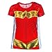 DC Comics Wonder Woman Sublimated Womens Caped Costume T-Shirt (Large) Red