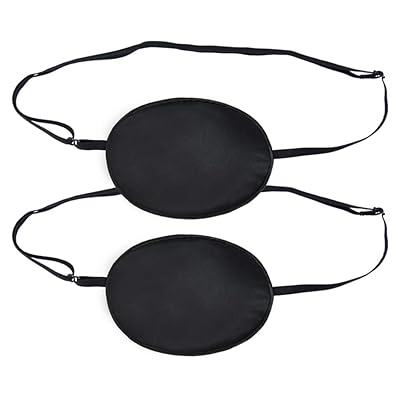 Teemico 2 Pieces Silk Eye Patch Lazy Eye Patches with Elastic Strap for Adults Lazy Eye Amblyopia Strabismus, Black