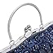 NIANWUDU Chichitop Beaded Sequin Design Flower Evening Purse Large Clutch Bag, Navy Blue