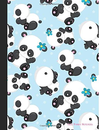 Cute Panda Notebook: Blank College Ruled Blue Panda Journal for Gifts or School Supplies, Standard Letter Size, 100 Pages Paperback – January 23, 2017