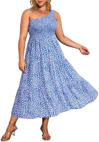 strapless beach dress plus size FchengtaiS Women's Strapless Maxi Dress Plus Size Tube Top Long Skirt Sundress Cover Up, Size: Medium, Blue