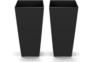 VEVOR Tall Planters Set of 2, 26 Inch Large Outdoor Taper Planters for Outdoor Indoor Plants, Front Porch Plastic Modern Flow