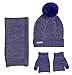 Sportoli Women's and Kids Girls' 3-Piece Cable Knit Cold Weather Accessory Set Warm Pull On Hat Scarf and Gloves