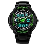 Misskt 30m Water-proof Boys Girls Sport Digital Led Watch with Alarm Stopwatch Children Watch green