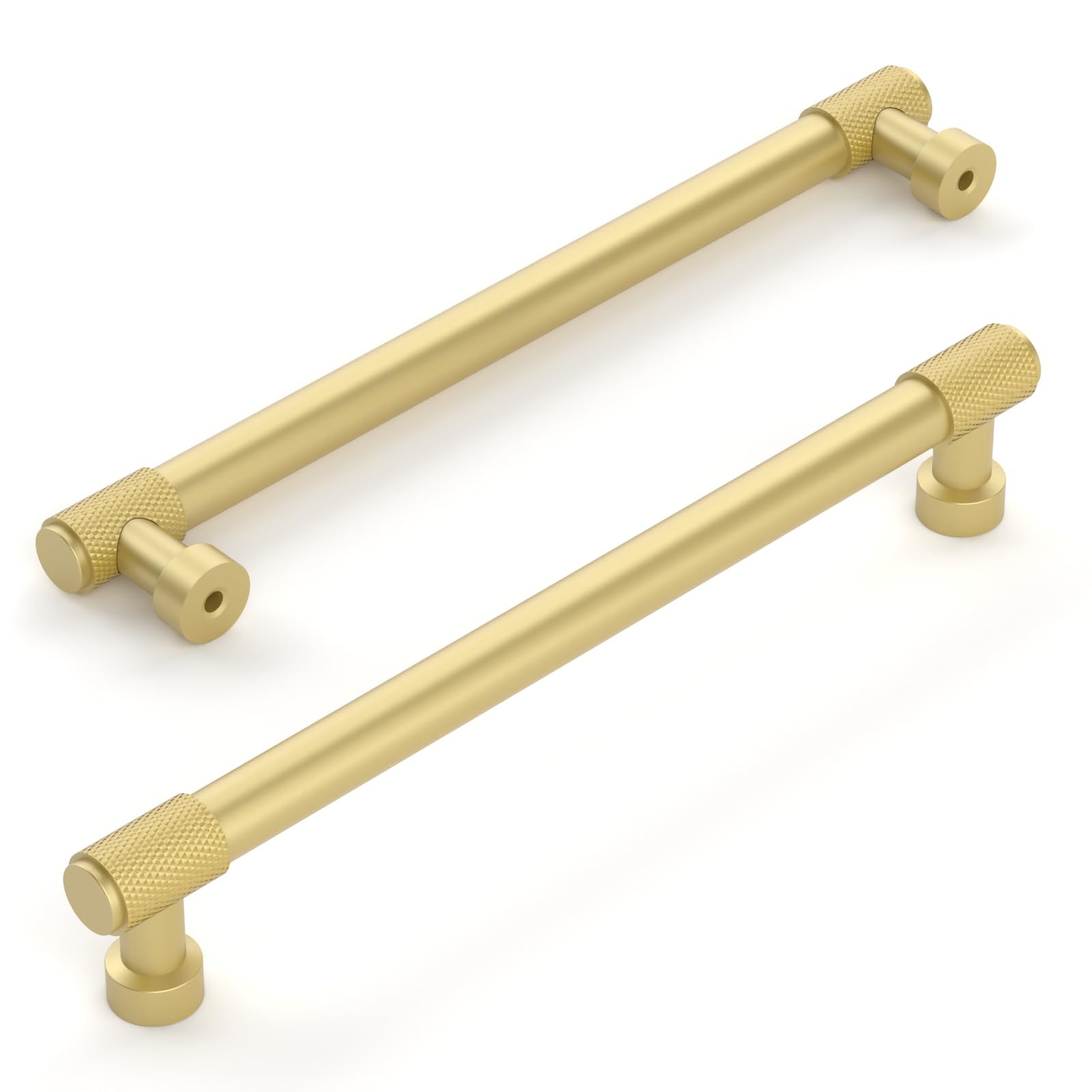 Photo 1 of Amerdeco 10 Pack Brushed Gold Knurled Cabinet Pulls 7 Inch(177.8mm) Hole Center Kitchen Cabinet Handles Drawer Pulls Cabinet Hardware ZH0034