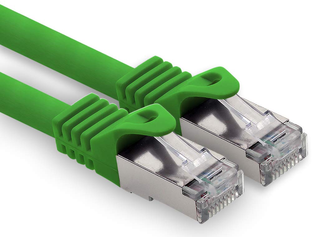 1CONN 5.0 m - green - 1 piece CAT.7 computer Ethernet cable network cable (raw cable) patch cable S-FTP LSZH PIMF 10GB s RJ45 plug Cat6a