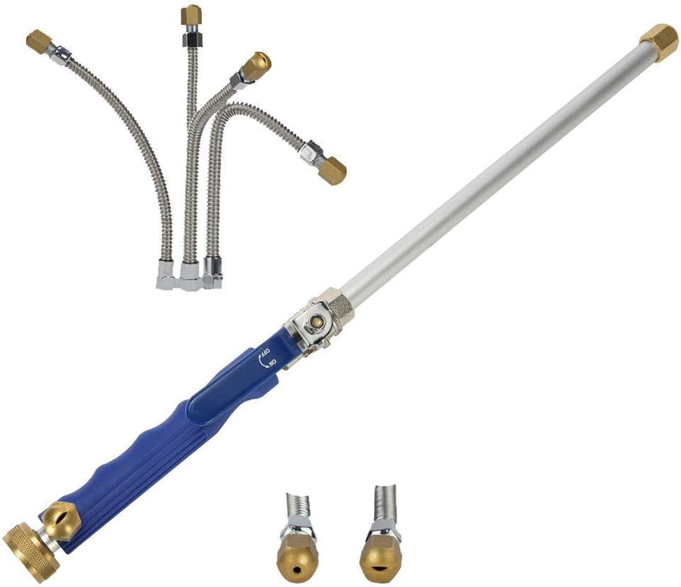 Hydro Jet Car Washer - 27'' Extendable High Pressure Power Washer Wand, Water Hose Attachment Nozzle, Flexible Glass Cleaning Tool with Snow Foam Cannon, Auto Watering Sprayer,Flexible Garden Watering