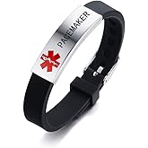 HEABY Medical Alert Customized ID Bracelet Free Custom Engraving Personalized Gift Adjustable Wristband for Men Women in Emergency First Aid