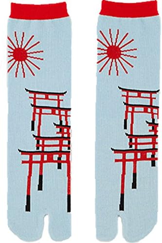 Flip Flop Tabi Socks｜Japanese Samurai Ninja Socks | Two Toe Split Tube Socks | Design Torii Gate Blue (1-Pair)