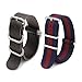 2pc 22mm Nato Ss Nylon Striped Blue/red , Brown Leather with Silver Clasp Replacement Watch Strap Band