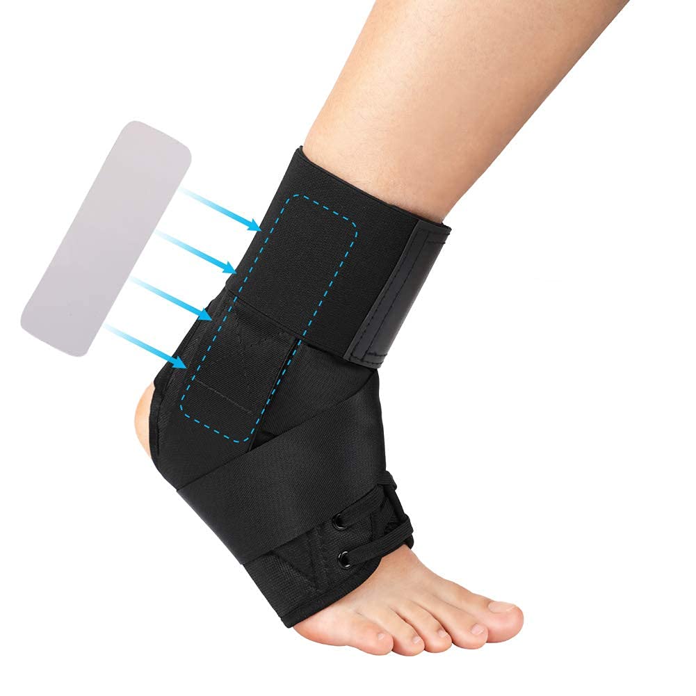 DOACT Ankle Support for Men and Women, Lace Up Ankle Brace for Sprained Left Right Foot, with Side Stabilizer Protector and 1 Pair Compression Socks, for Achilles Tendonitis Joint Injury and Recovery