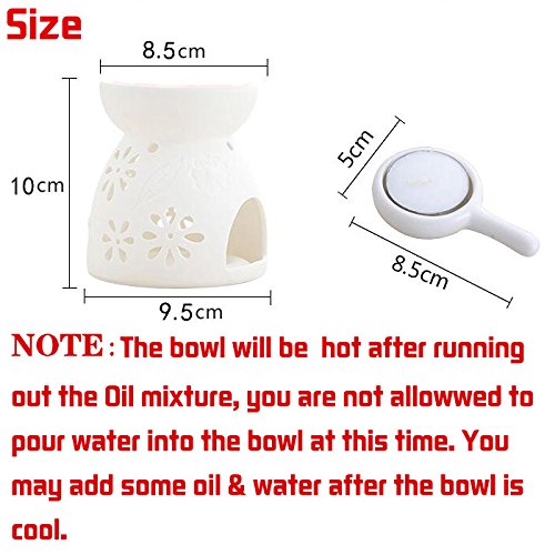 Ceramic Tea Light Candle Holder/Wax Melt Warmer,Singeek Essential Oil Burner Aromatherapy Diffuser For Living Room, Balcony Spa Yoga Meditation (White)