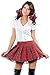 Honeystore Women's School Uniform Costume, 3-Piece Set,White And Red,L(Bust: 37.8-41.7in)