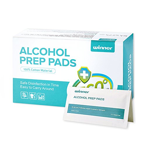 Winner Ultra Large Alcohol Wipes, 100% Soft Cotton Prep Pads Lock Abundant Liquid, 50 Count