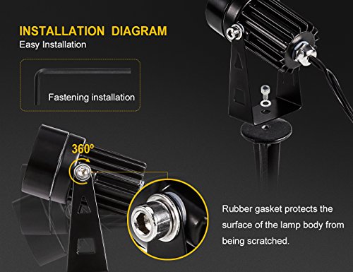 4 Pack Outdoor Landscape Spotlight IP65 Waterproof LED Lighting, Greenclick 12V Low Voltage 6.5ft Cable Garden Lights Waterproof decking lights with Spike Stand for Garden, Yard, Pathway, Lawn - Thumbnail 2