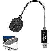 C G CHANGEEK Mini USB Microphone for Laptop and Desktop Computer, with Gooseneck & Universal USB Sound Card, Compatible with 