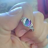 WDIYIEETN Vintage Silver Ring 925 Sterling Silver Round Crystal Temperature Sensitive Color Changing Mood Ring
