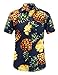 JEETOO Men's Casual Pineapple Short Sleeve Button Down Hawaiian Aloha Shirt(M,Navy)