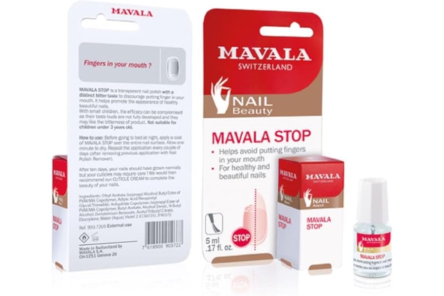 Mavala Stop Deterrent Nail Polish Treatment | Nail Care to Help Stop Putting Fingers In Your Mouth | Bitter Taste| Easy Application | For Ages 3+ | 0.17 oz