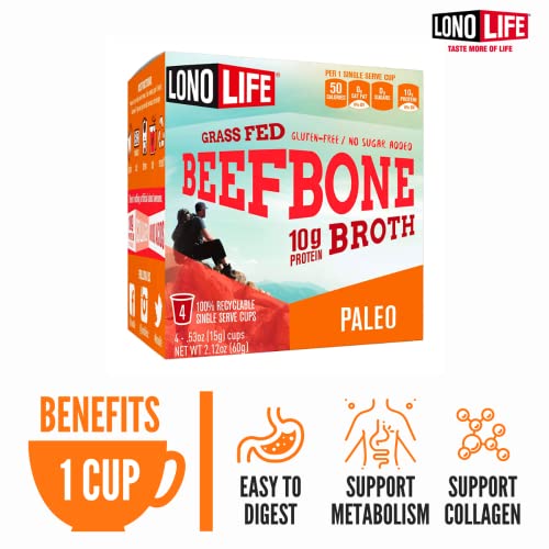 LonoLife Beef Bone Broth Single Serve Cups 10g Collagen Protein